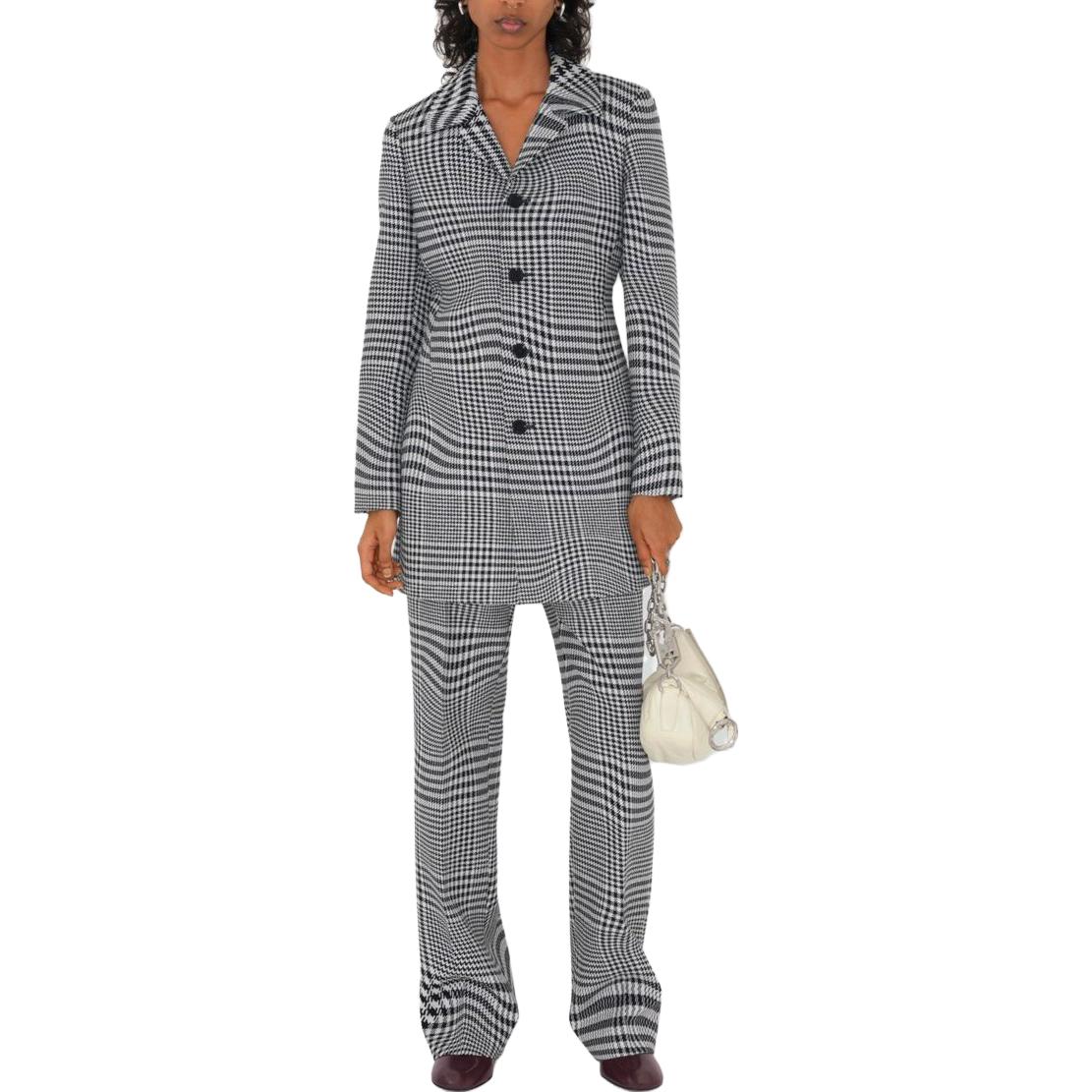 Shop (W) Burberry Celana Motif Houndstooth Mid-Rise Straight-Leg Multicolor. 80826721