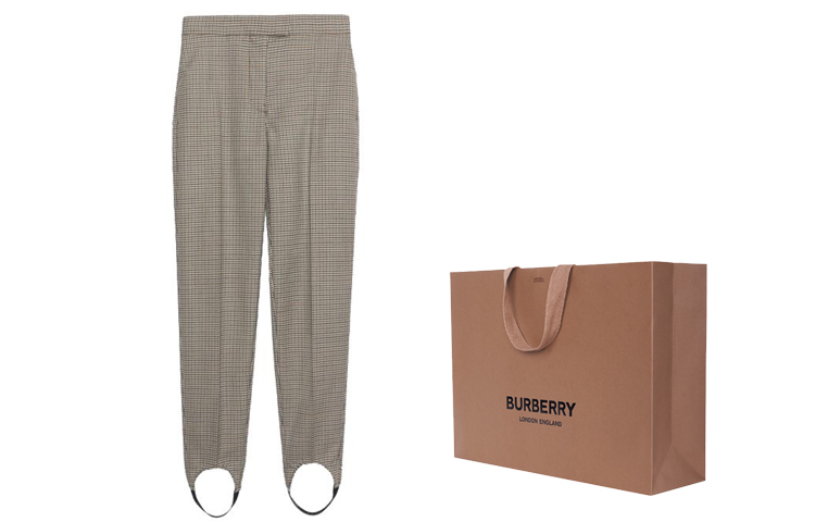 Details for (W) Celana Casual Khaki Motif Houndstooth Burberry dengan Detail Stirrup. 80019521