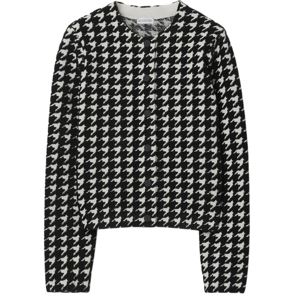 (Women) Burberry  Houndstooth Round Neck Long Sleeve Knit Sweater. 80808591