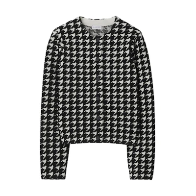 (Women) Burberry Houndstooth Round Neck Long Sleeve Knit Sweater. 80808591
