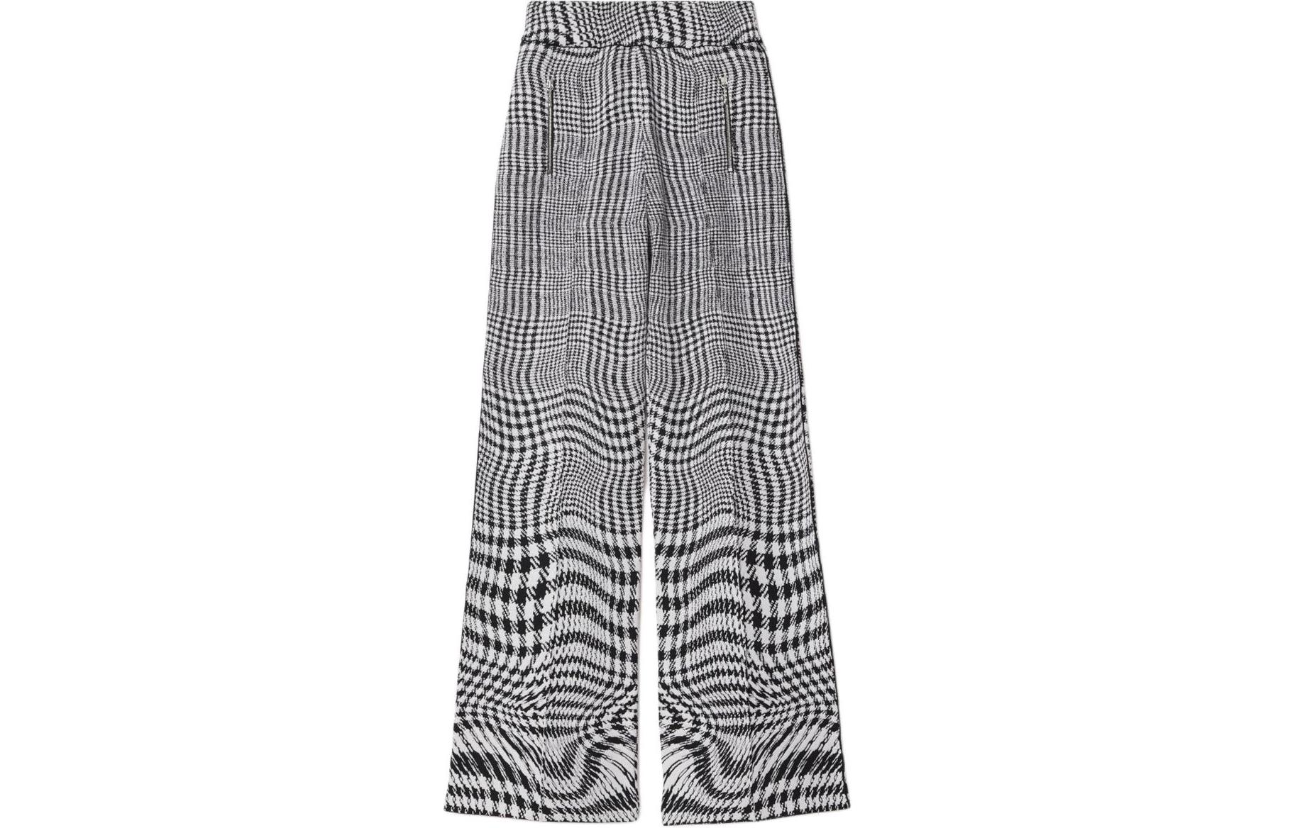 (Women) Burberry  Houndstooth Wool Pocket Casual Pants - Black 80812521