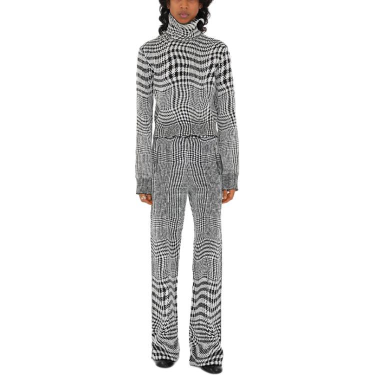 Shop (W) Burberry 千鳥格紋羊毛口袋休閒長褲 - 黑色 80812521