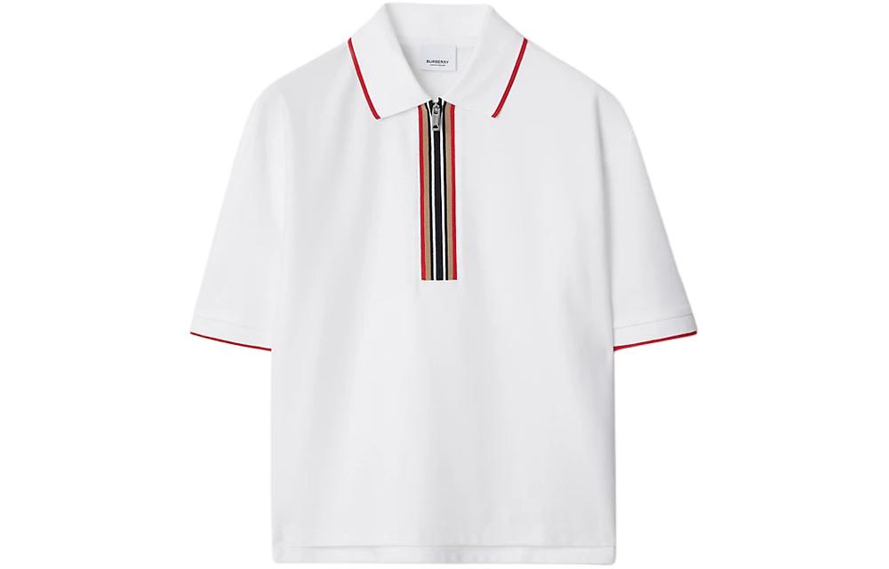 Order (Women) Burberry  Iconic Stripe Short Sleeve Polo Shirt - White 80844261