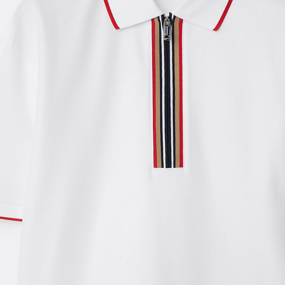 Purchase (Women) Burberry  Iconic Stripe Short Sleeve Polo Shirt - White 80844261