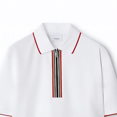 (Women) Burberry Iconic Stripe Short Sleeve Polo Shirt - White 80844261 Details for (Women) Burberry Iconic Stripe Short Sleeve Polo Shirt - White 80844261