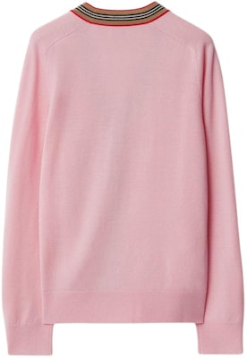 (Women) Burberry Iconic Stripe Trim Single-Breasted Knit Top Soft Pink. 80843271 Lookbook (Women) Burberry Iconic Stripe Trim Single-Breasted Knit Top Soft Pink. 80843271