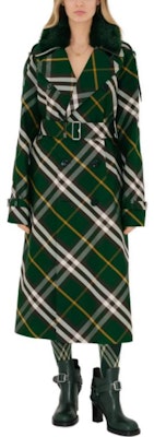 (W) 博柏利常春藤绿色格纹腰带长款风衣 80821651 Shop (W) 博柏利常春藤绿色格纹腰带长款风衣 80821651