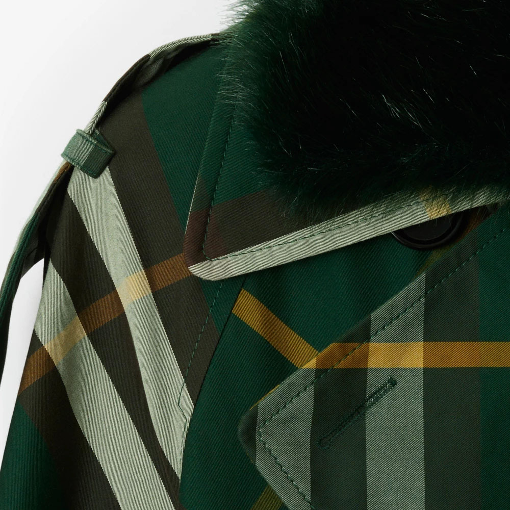 Sizing (W) 博柏利常春藤绿色格纹腰带长款风衣 80821651
