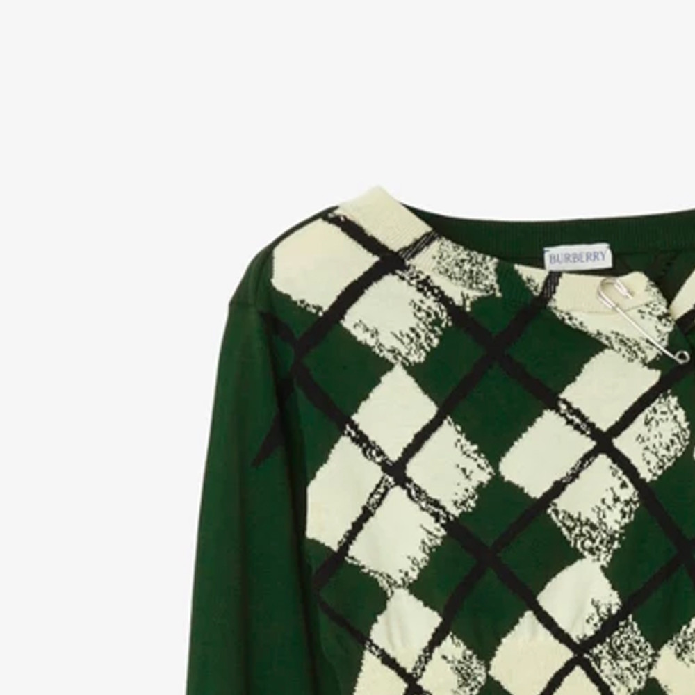 Details for (W) Burberry Ivy Green Slim Fit Corak Quilted Baju Sejuk Rajutan. 80811381