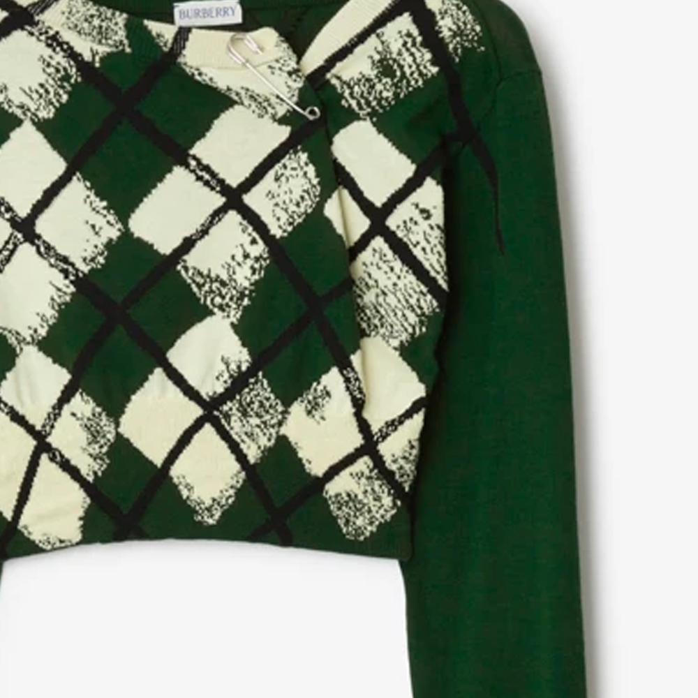 Cheap (W) Burberry Ivy Green Slim Fit Corak Quilted Baju Sejuk Rajutan. 80811381