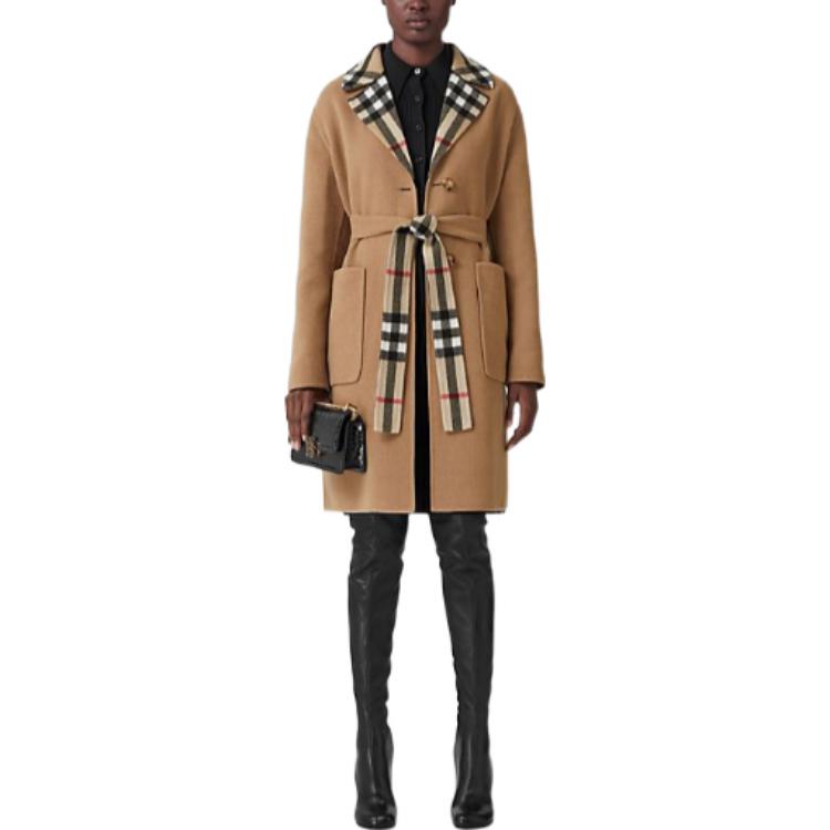 Lookbook (W) バーバリー カーキ チェック リバーシブル ウール コート 80581711