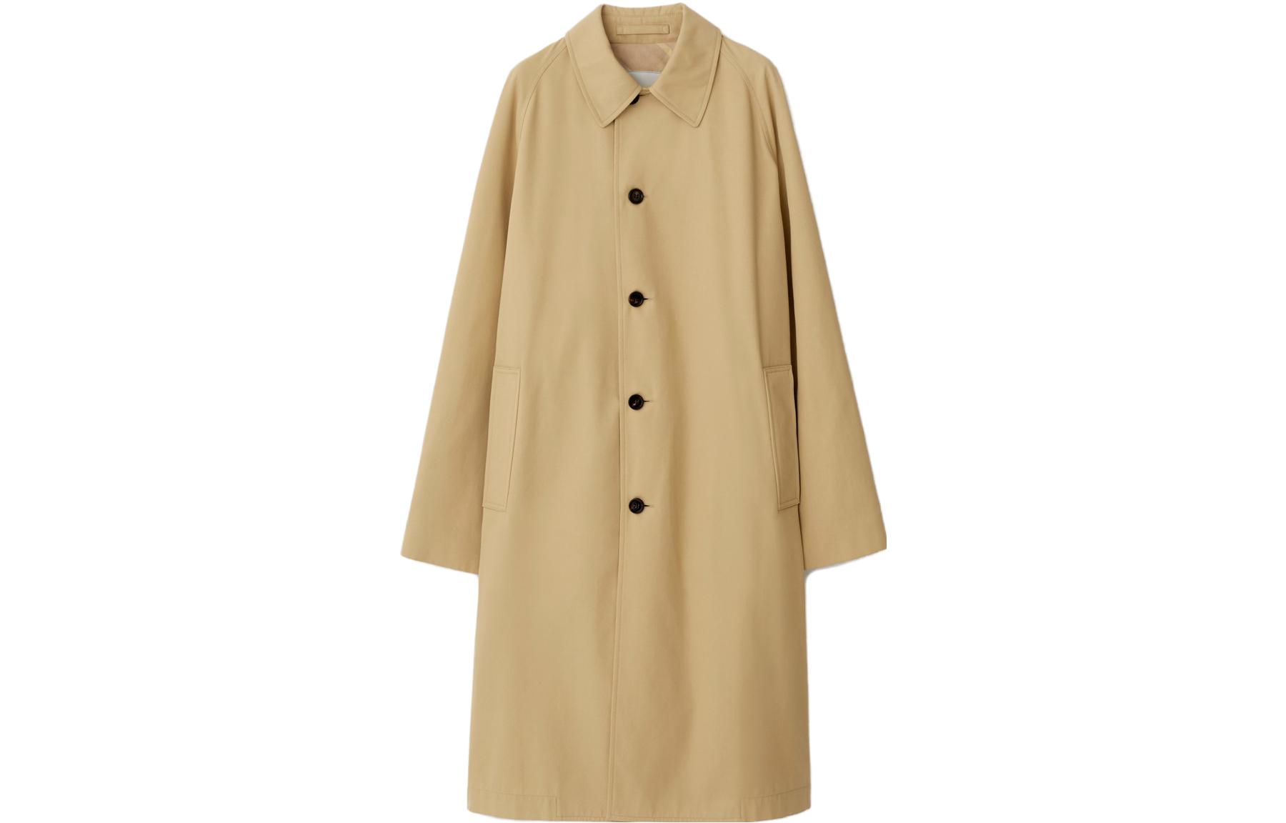 Order (W) Abrigo Casual Burberry Caqui de Manga Larga con Botonadura Simple. 80808161