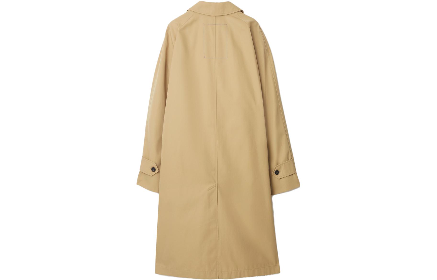 Lookbook (W) Abrigo Casual Burberry Caqui de Manga Larga con Botonadura Simple. 80808161