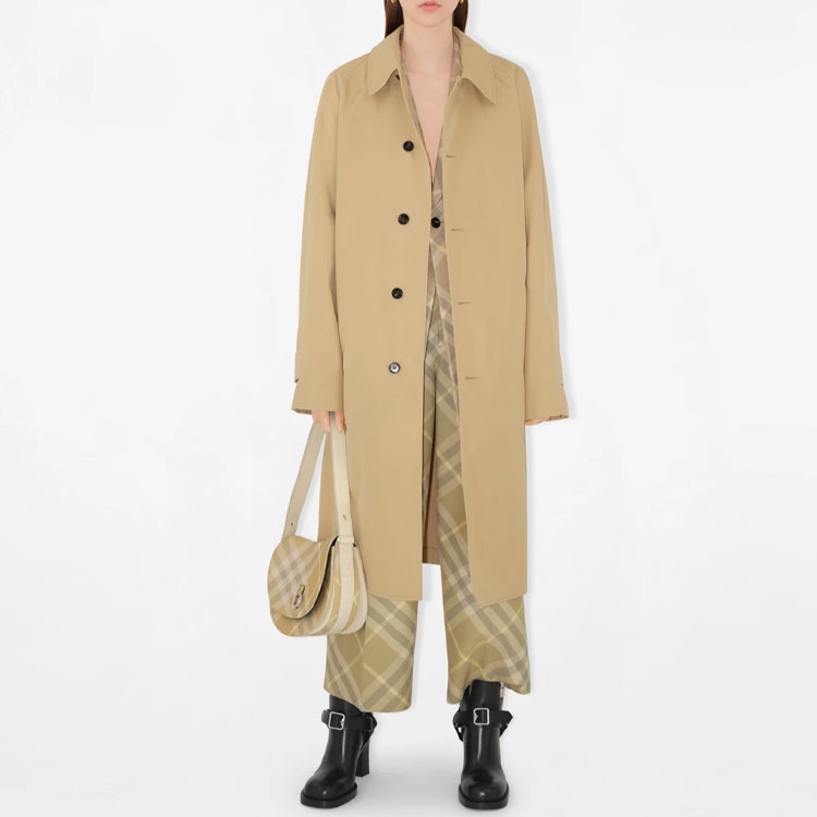 Shop (W) Abrigo Casual Burberry Caqui de Manga Larga con Botonadura Simple. 80808161