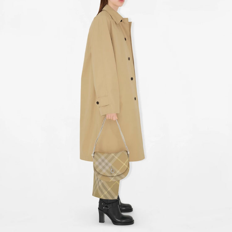 Details for (W) Abrigo Casual Burberry Caqui de Manga Larga con Botonadura Simple. 80808161