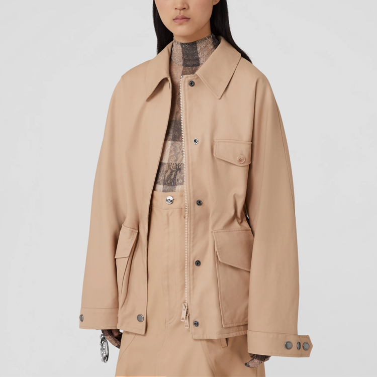 (Women) Burberry  Khaki Solid Multi-Pocket Long Sleeve Jacket 80696301 圖 3
