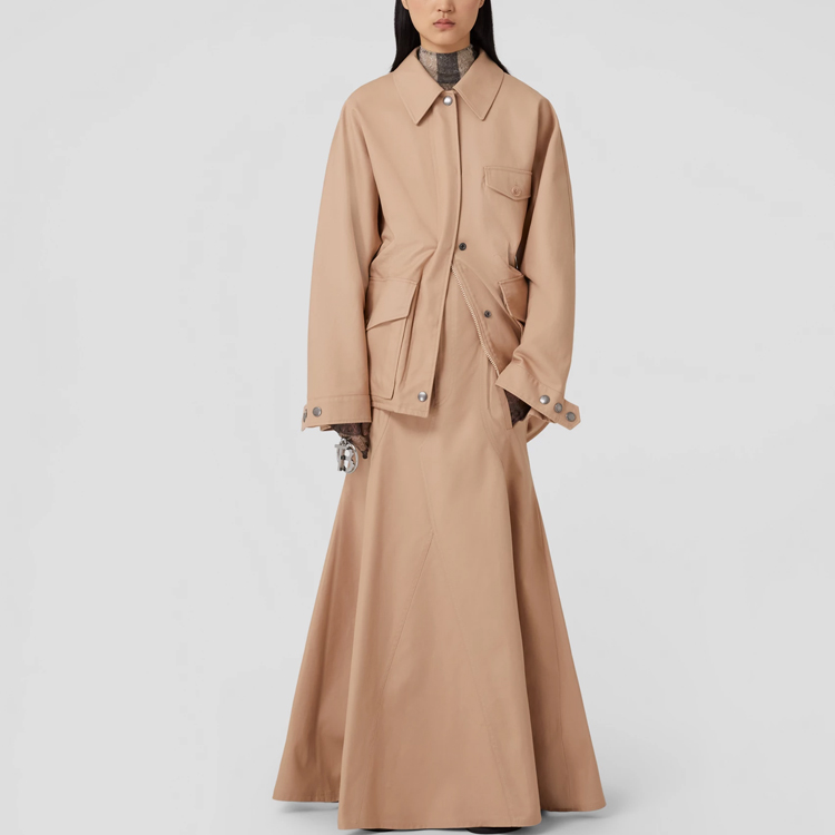 (Women) Burberry  Khaki Solid Multi-Pocket Long Sleeve Jacket 80696301 圖 6