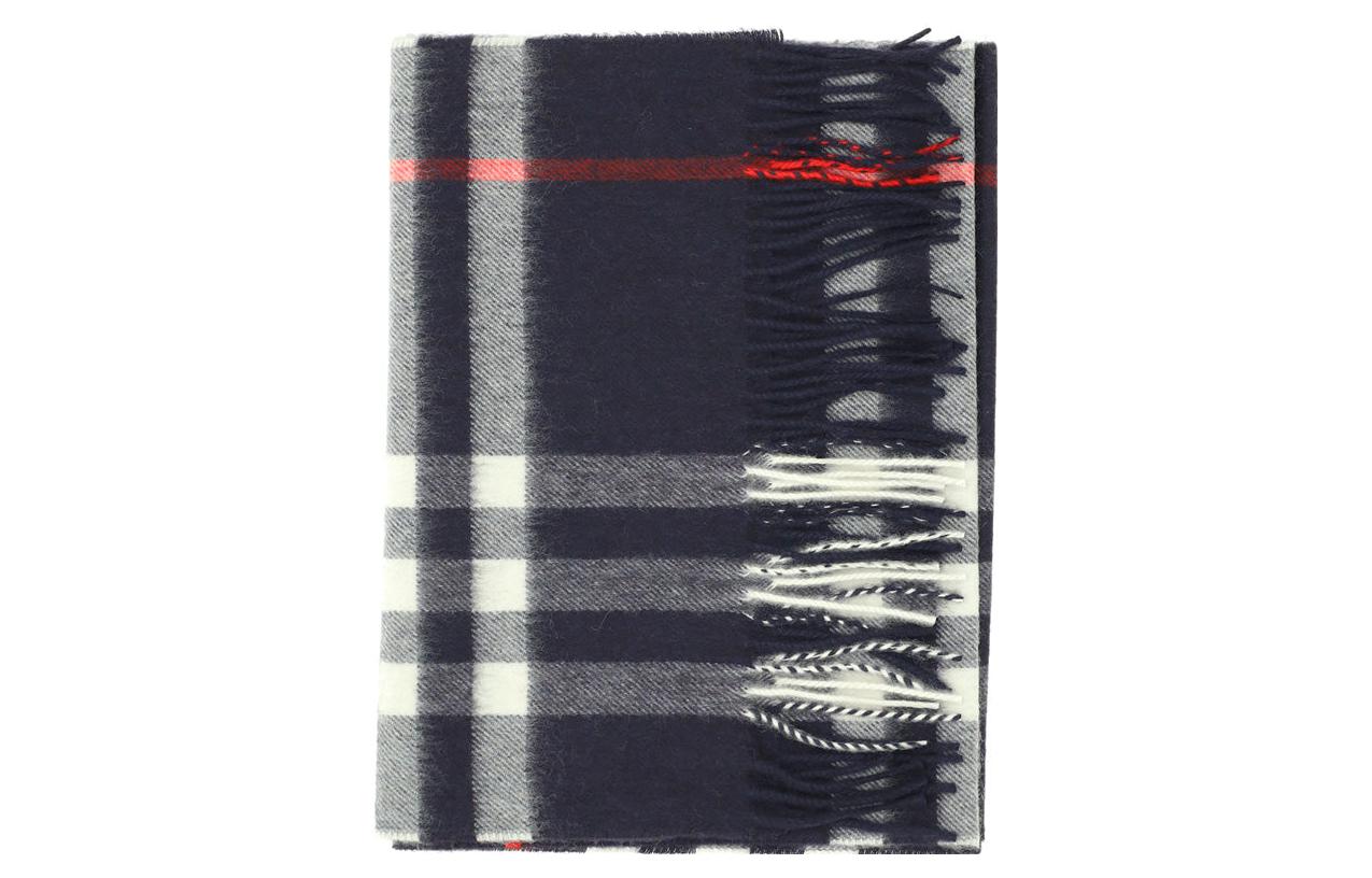 (Women) Burberry  Knitted Warm Check Scarf with Tassels in Grey. 8015542CSA1222