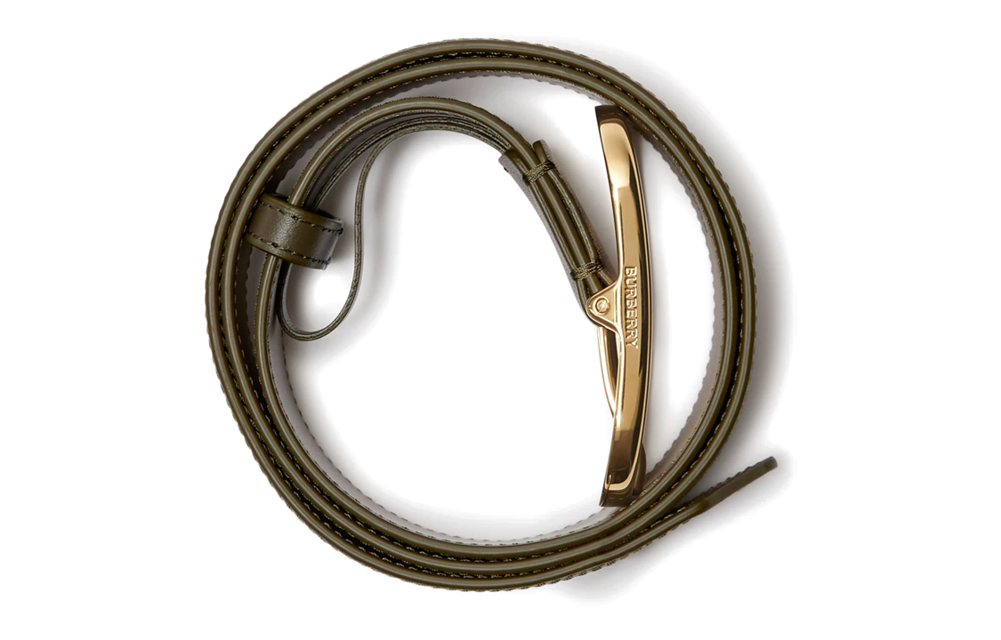 (Women) Burberry  Leather Belt with Check Detail, Olive Green, 4cm Width. 80741831 圖 3