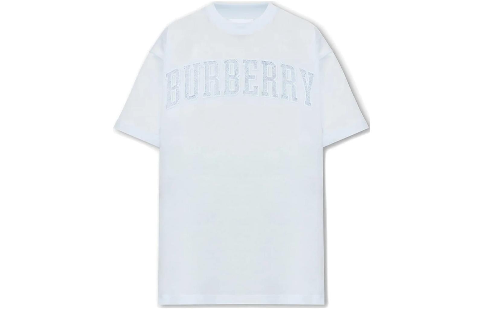 (Women) Burberry  Letter Logo Cutout Crewneck Tee Light Blue SS23 Oversized Fit. 80700061
