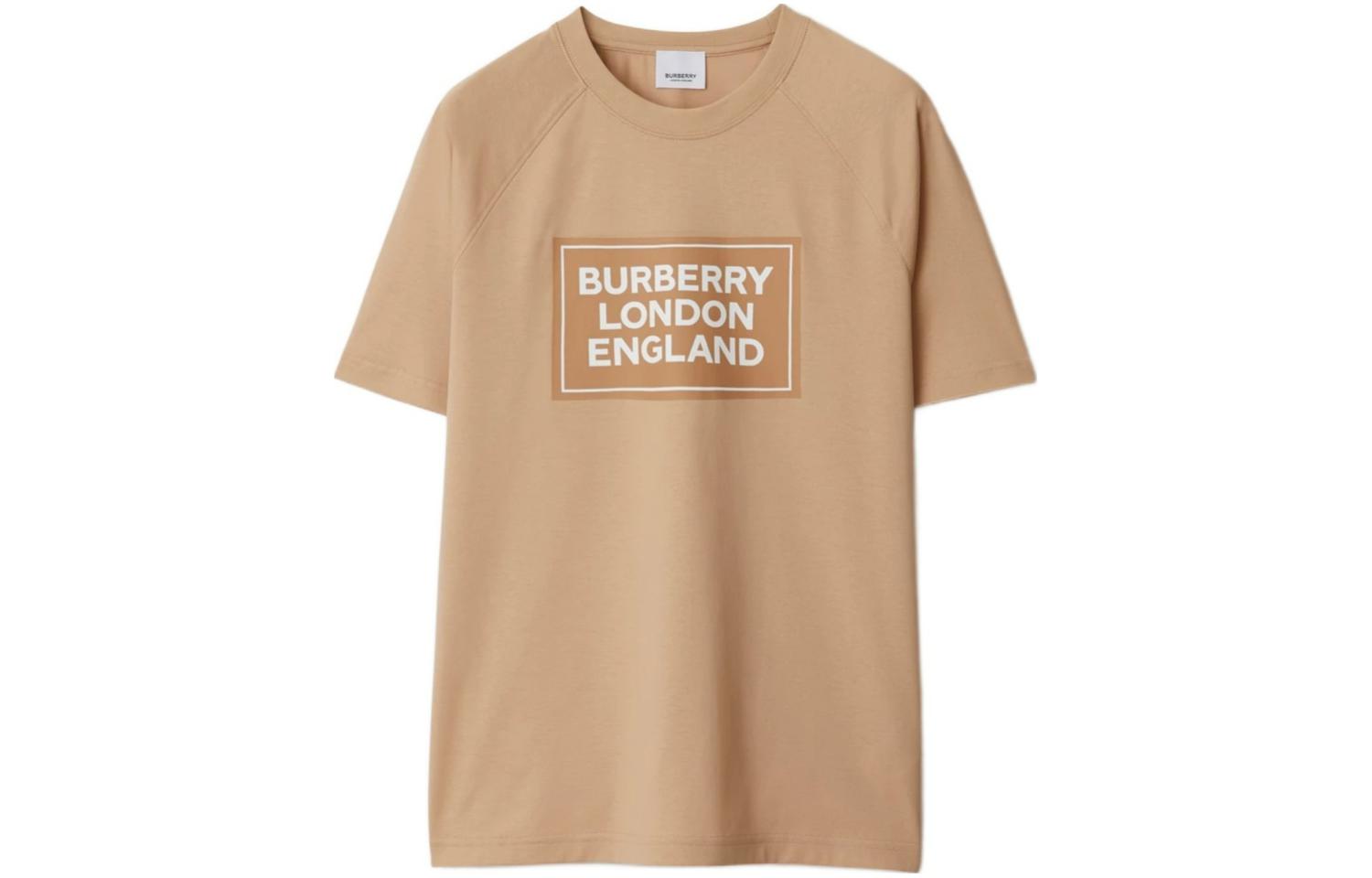 (Women) Burberry  Letter Logo Print Raglan Sleeve T-Shirt Soft Yellow-Brown SS24 80843501
