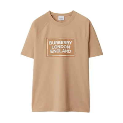 (Women) Burberry Letter Logo Print Raglan Sleeve T-Shirt Soft Yellow-Brown SS24 80843501