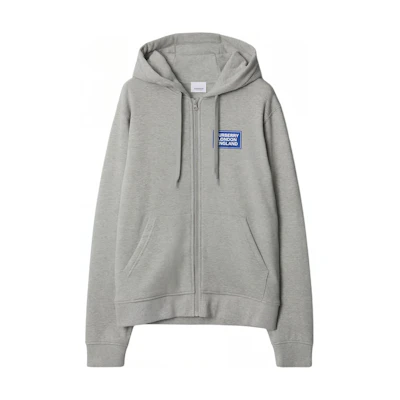 (Women) Burberry Letter Logo Zip-Up Hoodie in Light Gray. 80847661