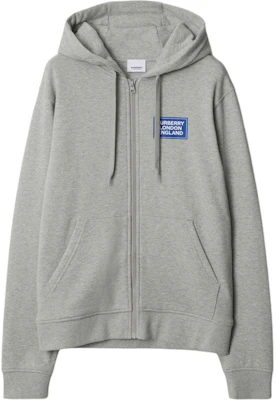 (Women) Burberry Letter Logo Zip-Up Hoodie in Light Gray. 80847661 Order (Women) Burberry Letter Logo Zip-Up Hoodie in Light Gray. 80847661