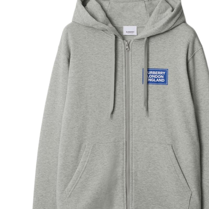 (Women) Burberry  Letter Logo Zip-Up Hoodie in Light Gray. 80847661 圖 3