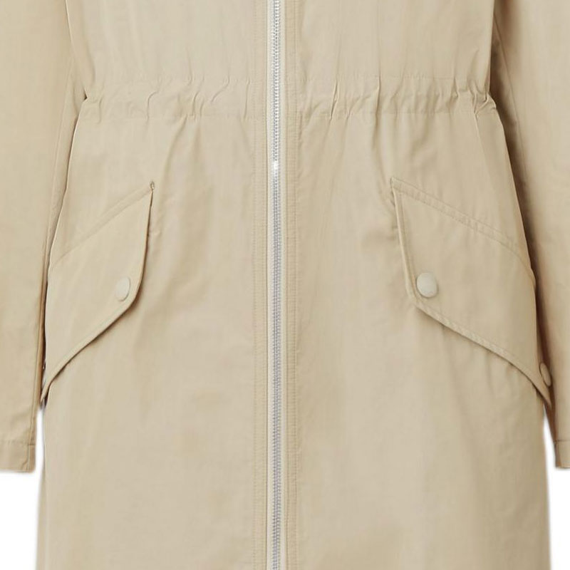 (Women) Burberry  Letter Print Zipper Hooded Mid-Length Trench Coat Khaki. 80565421 圖 7