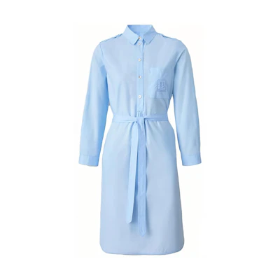 (Women) Burberry Light Blue Belted Midi Shirt Dress Long Sleeve 80529351