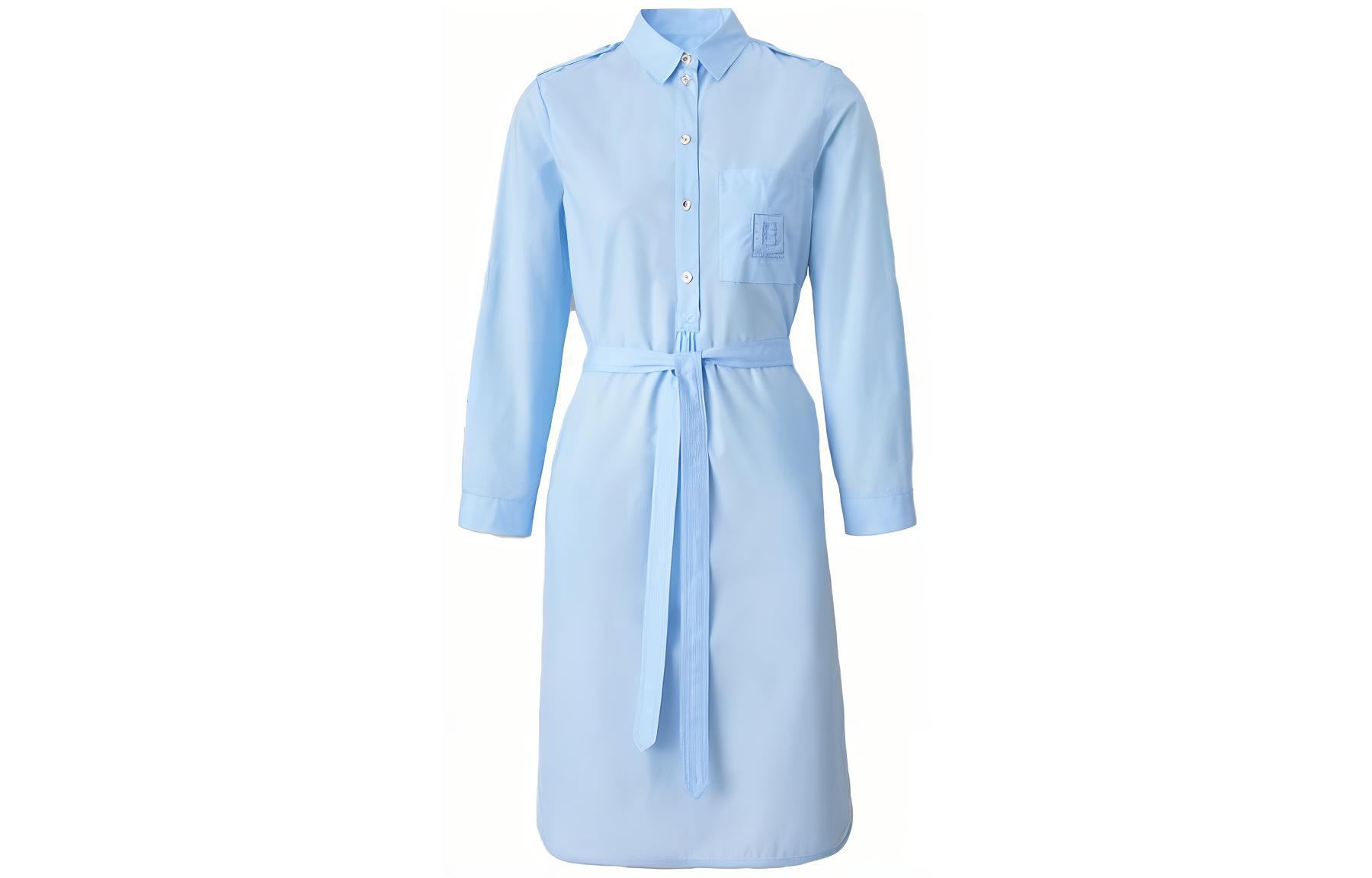 (Women) Burberry  Light Blue Belted Midi Shirt Dress Long Sleeve 80529351 圖 2