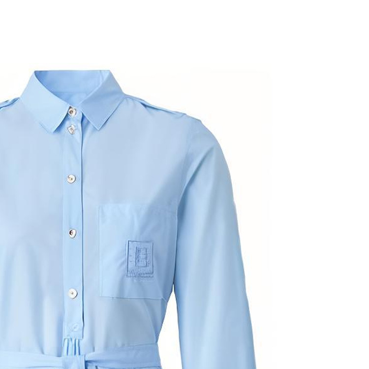 (Women) Burberry  Light Blue Belted Midi Shirt Dress Long Sleeve 80529351 圖 4