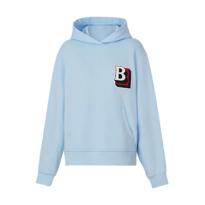 (Women) Burberry Light Blue Cotton Hoodie with Letter Pattern. 80509441