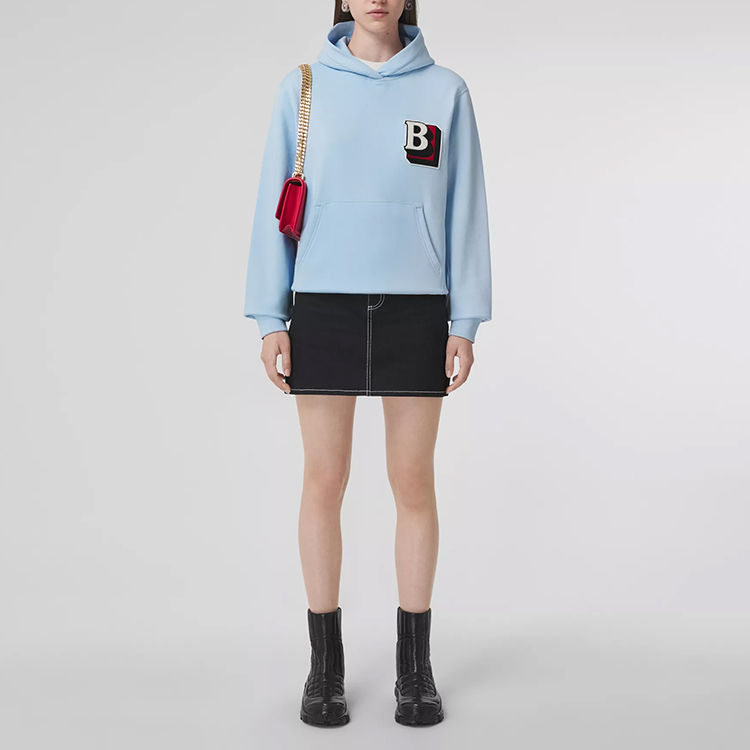 (Women) Burberry  Light Blue Cotton Hoodie with Letter Pattern. 80509441 圖 3