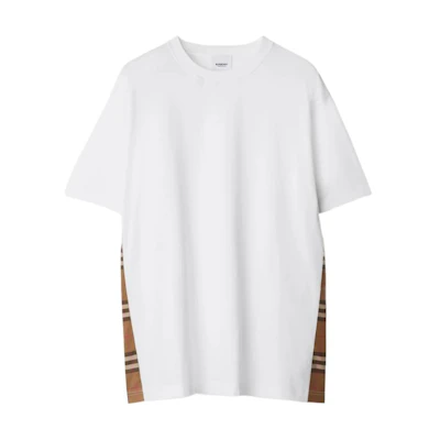 (Women) Burberry Logo Check Crewneck Oversized T-Shirt White SS24. 80851111