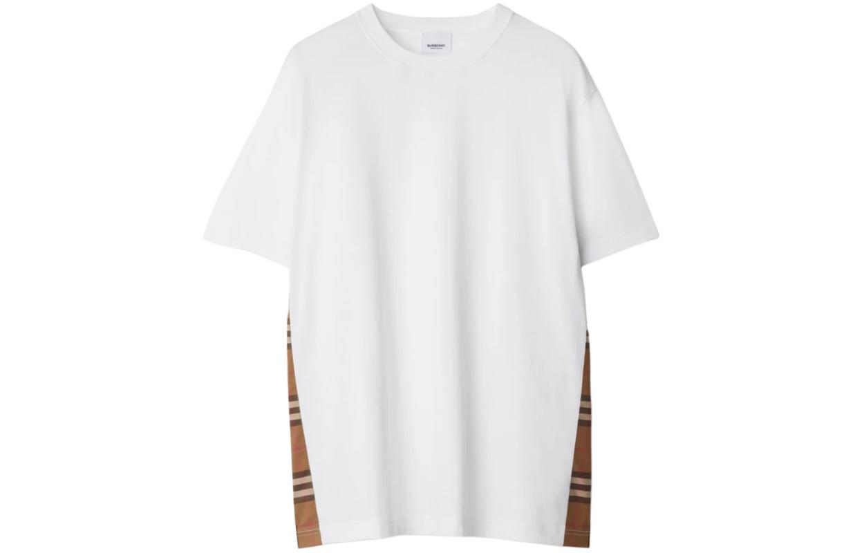 Order (W) Burberry Logo Check Crewneck Oversized T-Shirt Putih SS24. 80851111