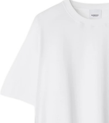 (W) Burberry Logo Check Crewneck Oversized T-Shirt Putih SS24. 80851111 Details for (W) Burberry Logo Check Crewneck Oversized T-Shirt Putih SS24. 80851111