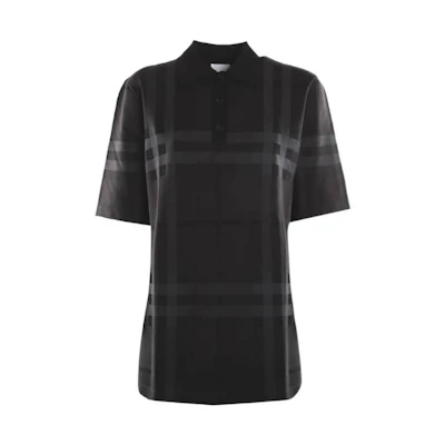 (Women) Burberry Logo Check Short Sleeve Polo Shirt - Black 80413241