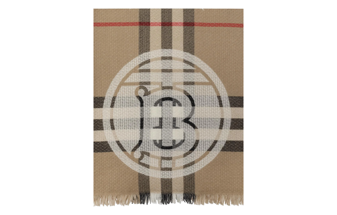 Lookbook (W) Burberry 棕色格紋羊毛圍巾 - 保暖時尚設計。 8071723A7026