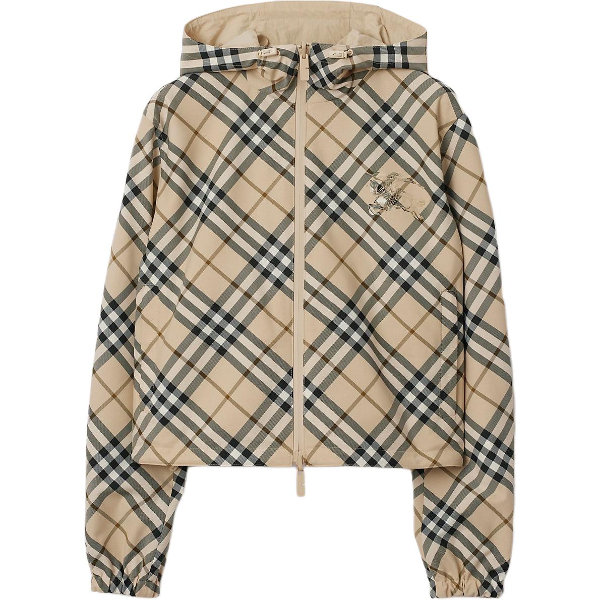 (Women) Burberry  Logo Hooded Check Print Full-Zip Jacket - Lichen Color. 80990291 圖 2