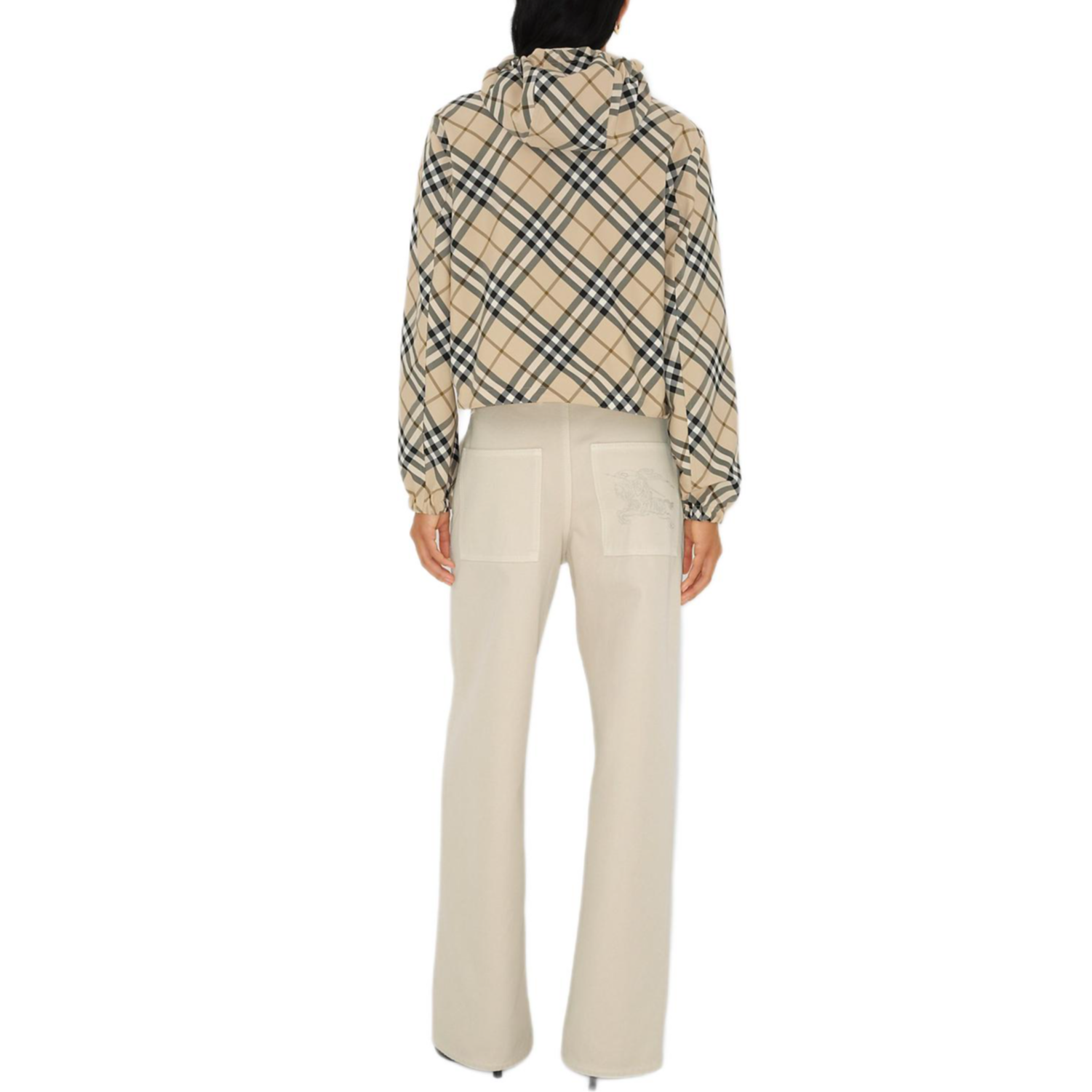 (Women) Burberry  Logo Hooded Check Print Full-Zip Jacket - Lichen Color. 80990291 圖 5