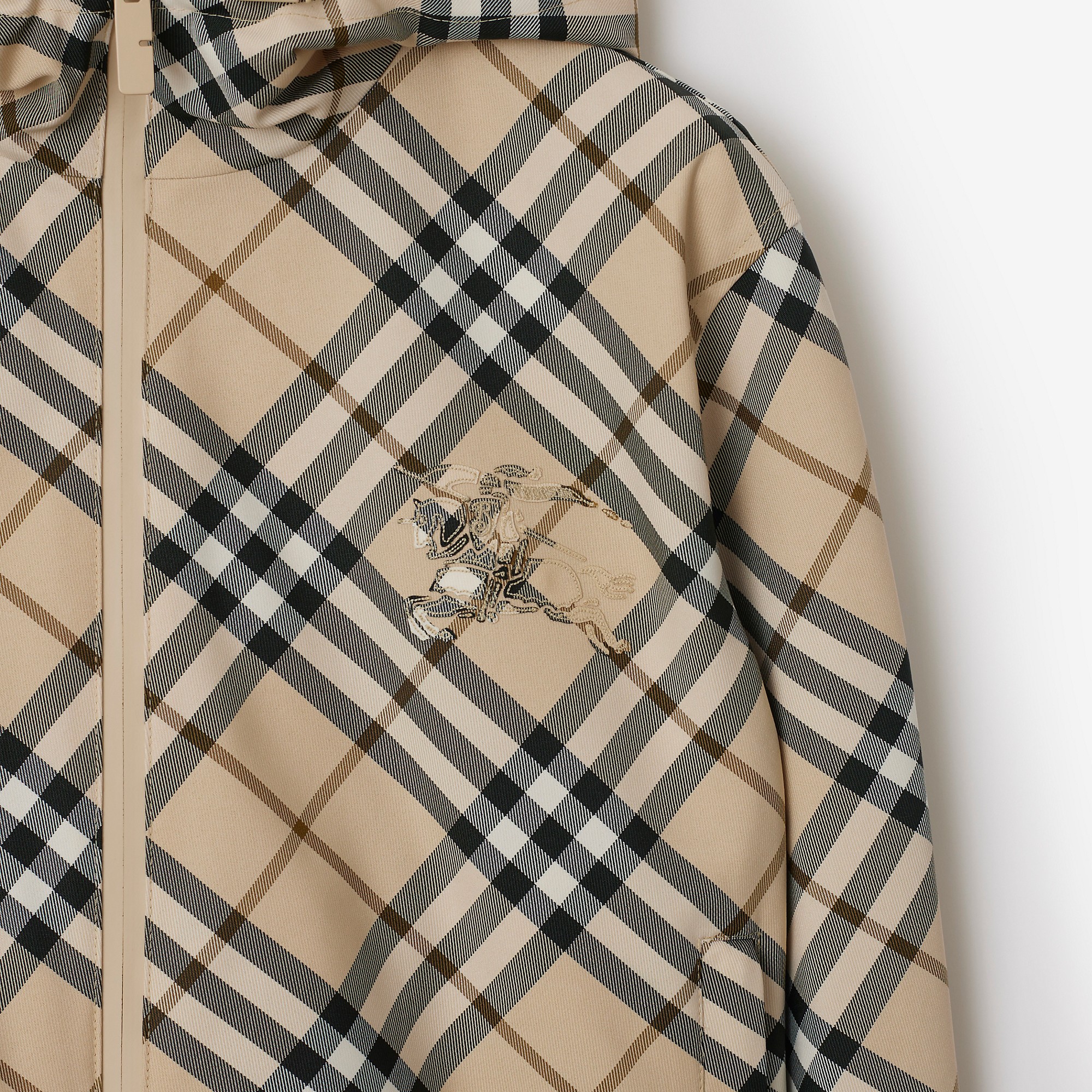 (Women) Burberry  Logo Hooded Check Print Full-Zip Jacket - Lichen Color. 80990291 圖 7