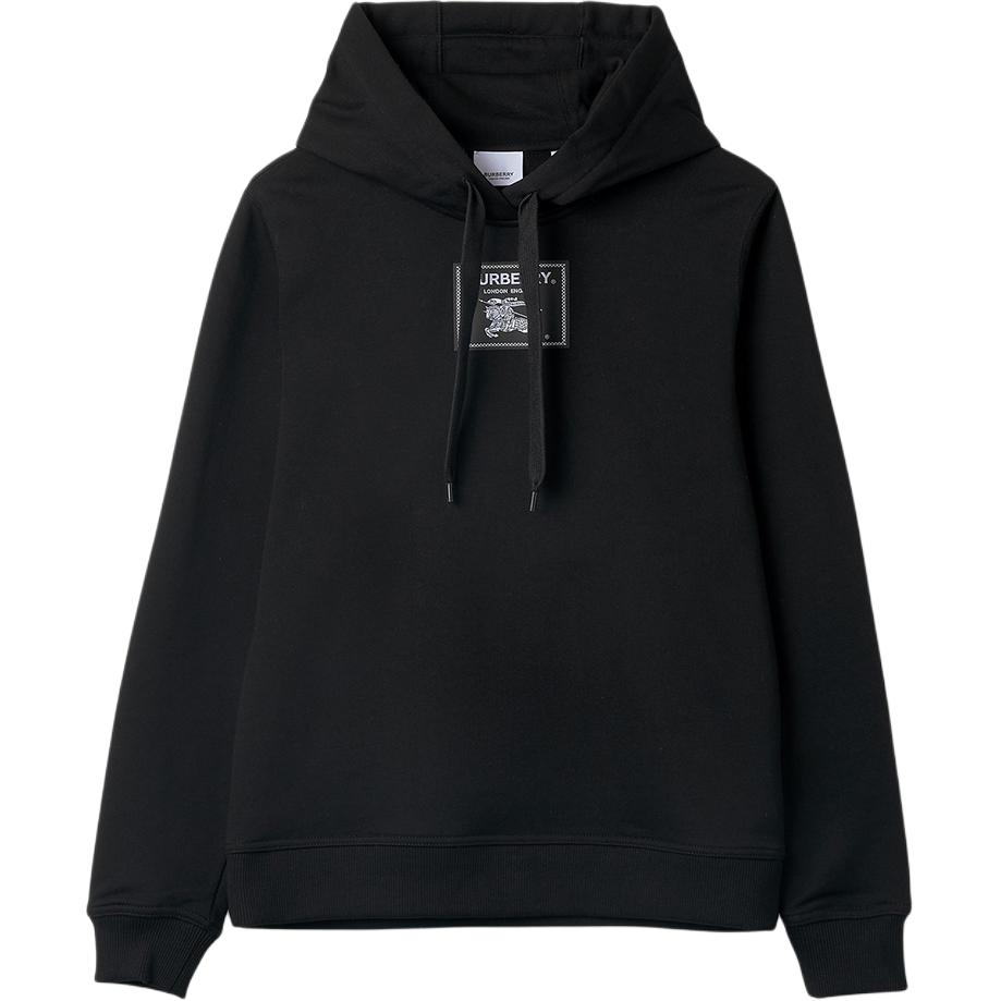 (Women) Burberry  Logo Print Drawstring Hoodie Black. 8063475