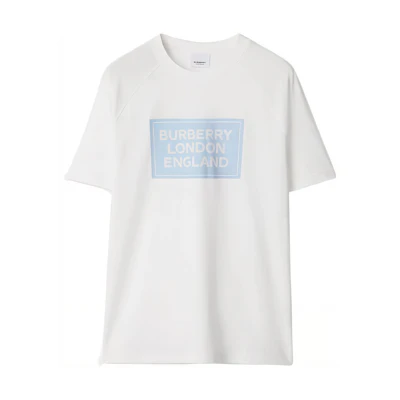 (Women) Burberry Logo Print Raglan Sleeve White T-Shirt SS24 Short Sleeve. 80843491