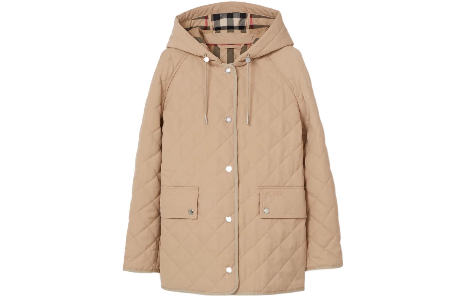 Buy (Women) Burberry  Logo Quilted Hooded Jacket Tan Color 80647781