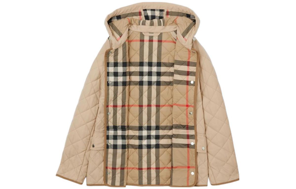 Lookbook (Women) Burberry  Logo Quilted Hooded Jacket Tan Color 80647781