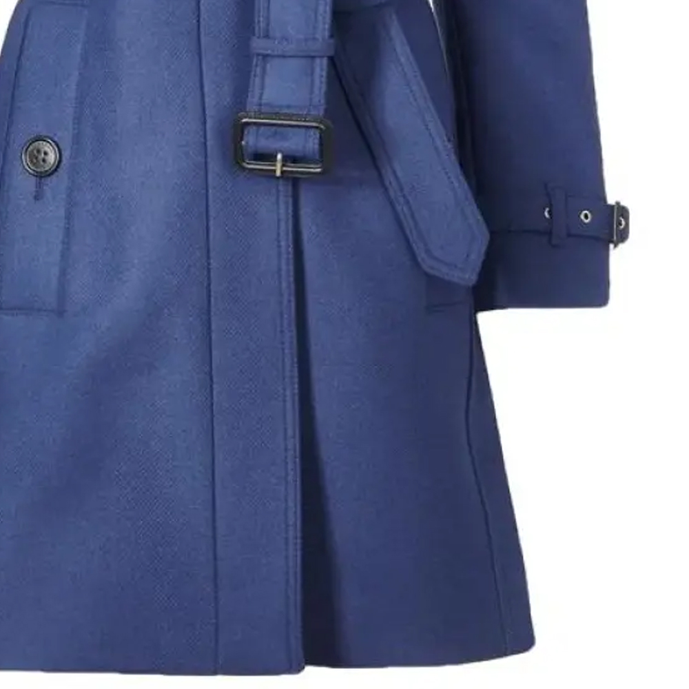 (Women) Burberry  Long Belted Solid Color Coat in Blue. 40200111 圖 5