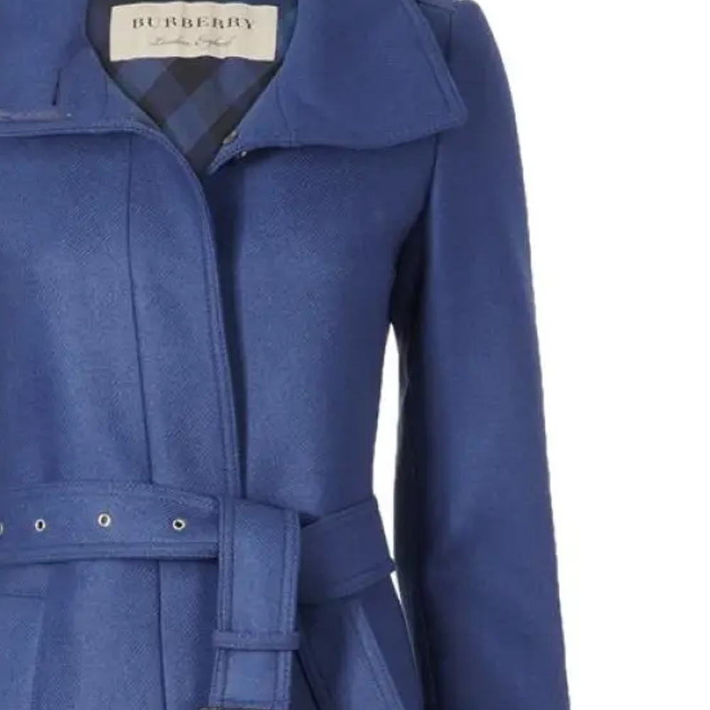 (Women) Burberry  Long Belted Solid Color Coat in Blue. 40200111 圖 6