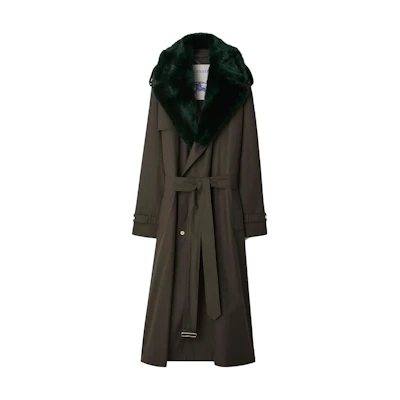 (Women) Burberry Long Double-Breasted Trench Coat Solid Color 80771531